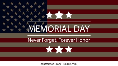 Memorial Day USA Greeting Card, Banner, Wallpaper. Flat Design.