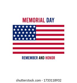 Memorial Day USA Greeting Card Banner Wallpaper. Remember and Honor Flat Design.