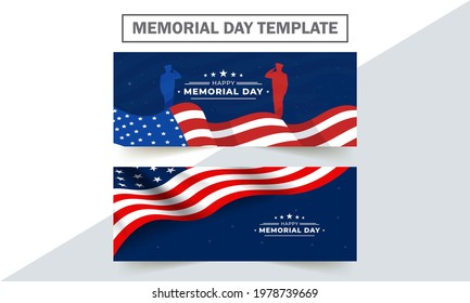 Memorial Day USA Greeting Card Banner template. USA Flat Design. Banner Vector illustration. Memorial Day poster design.