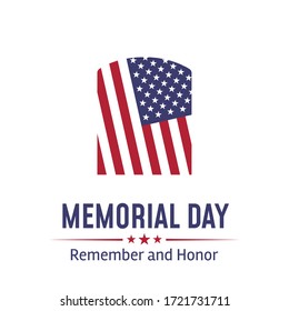 Memorial Day in USA with lettering remember and honor. Holiday of memory and honor of soldiers, military personnel who died while serving in the United States Armed forces. Vector banner