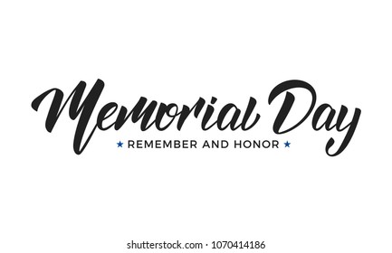 Memorial Day. USA Memorial Day lettering typography design.