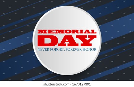 Memorial Day USA. Diseño simple. Celebrado en Estados Unidos en mayo. Recuerden y honren. Cartel, tarjeta, banner, diseño de fondo. Ilustración vectorial, pasos 10.