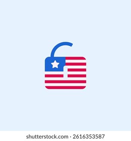 Memorial Day USA simple padlock vector with American flag theme design