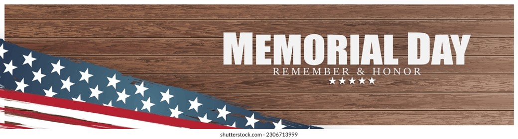 memorial day vector background with united states flag, respect honor and gratitude posters, modern design illustration 