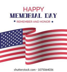 Memorial day. Vector greeting card with USA flag