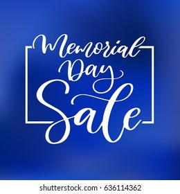 Memorial day vector hand lettering sale banner. American national holiday. Great for disscount,  poster, card, invitation