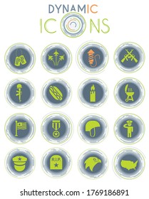 memorial day vector icons on white background with dynamic lines for animation for web and user interface design