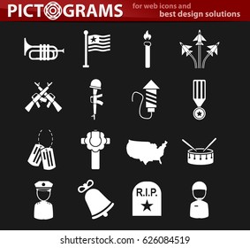 memorial day vector icons for user interface design