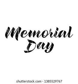Memorial Day. Vector illustration. Hand drawn text lettering for Memorial Day in the USA. Black letters and white background. Calligraphic design for print greetings card, sale banner, poster. EPS10