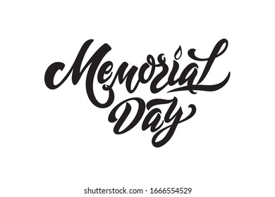 Gedenktag. Vektorillustration. Handgezeichneter Text zum Gedenktag in den USA. Moderne Pinselkalligraphie einzeln auf weißem Hintergrund. Typografisches Design für Grüße-Karte, Banner, Poster. 