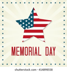 Memorial Day Vector Illustration. Star with American Flag.