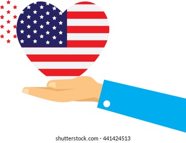 Memorial Day Vector Illustration. Star with American Flag