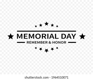 Memorial day vector logo in black. USA Memorial Day template isolated on white background. Vector illustration EPS 10