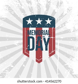 Memorial Day vector partiotic retro Label