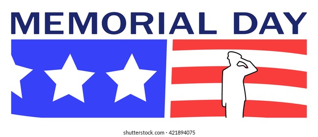 Memorial Day Vector With Saluting Soldier Silhouette, Pastel Colors, American Flag