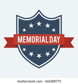 Memorial Day Vector Set | Patriotic American Flag and Ribbon Vector Set. Stars Stripes and flag. Vector illustration.