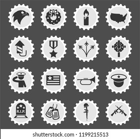 memorial day web icons stylized postage stamp for user interface design