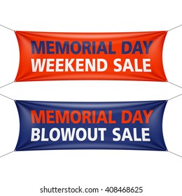 Memorial Day Weekend And Blowout Sale Banners. Vector.