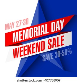 Memorial Day Weekend Sale Banner Vector Illustration