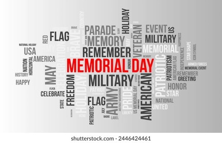 Memorial Day word cloud template. Federal awareness concept vector background.