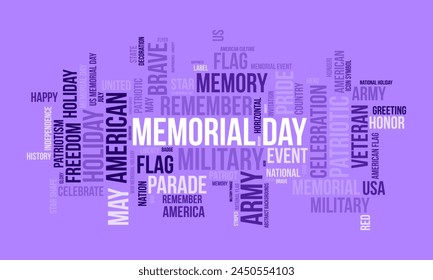 Memorial Day word cloud template. Federal awareness concept vector background.