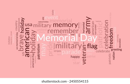 Memorial Day word cloud template. Federal awareness concept vector background.