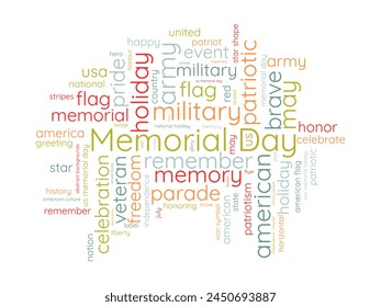 Memorial Day word cloud template. Federal awareness concept vector background.