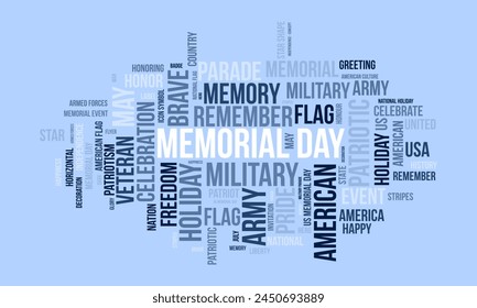 Memorial Day word cloud template. Federal awareness concept vector background.