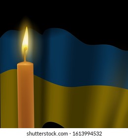 Memorial day.RIP. Vector banner with flag of Ukraine and candles