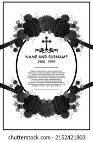 Memorial  Funeral Card Templates with flowers paper cut