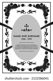 Memorial  Funeral Card Templates with flowers paper cut