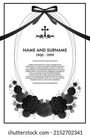 Memorial  Funeral Card Templates with flowers paper cut