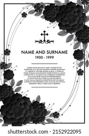 Memorial  Funeral Card Templates with flowers paper cut