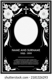 Memorial  Funeral Card Templates With Flowers Paper Cut.