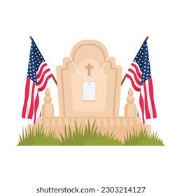 memorial grave usa with flag