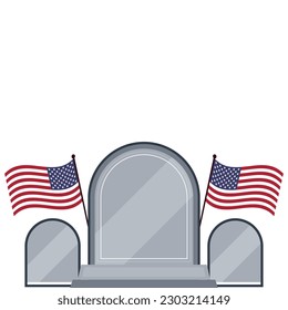 memorial grave usa with flag