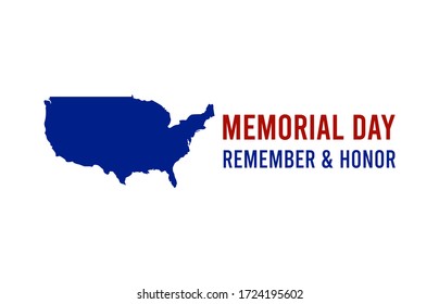 Memorial National American Day card or background with with USA flag. Festive poster or banner with hand lettering. Vector illustration