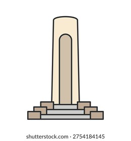 Memorial obelisk monument isolated on white background. Historic city landmark architecture. Vector illustration.