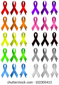 Memorial ribbons in 3 styles and many colors