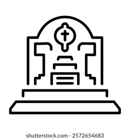 Memorial tomb icon in linear style 