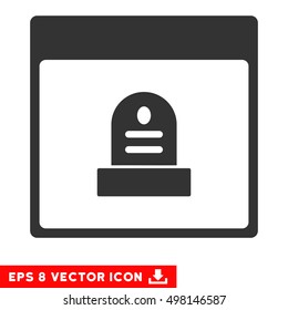 Memorial Tombstone Calendar Page icon. Vector EPS illustration style is flat iconic symbol, gray color.
