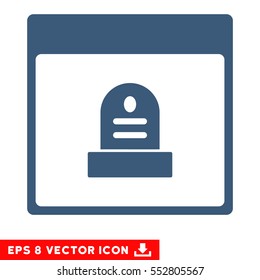 Memorial Tombstone Calendar Page icon. Vector EPS illustration style is flat iconic symbol, blue color.