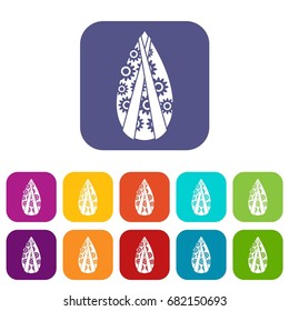 Memorial wreath icons set vector illustration in flat style in colors red, blue, green, and other