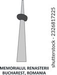 Memorialul Renaşterii Bucharest Obelisk Romania vector gray