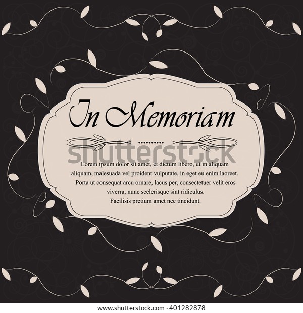 Memoriam Condolences Icon Over Dark Floral Stock Vector Royalty Free