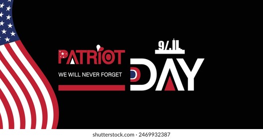 In Memoriam Never Forget 911 Patriot Day Text Design