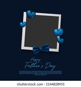 Memories of dad, love father s day with frame and blue hearth and tie illustration concept for greeting card