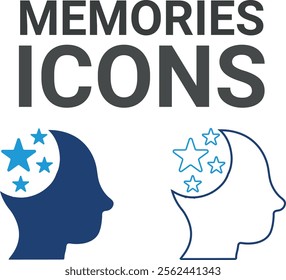 Memories icon. Contains friends, group of friends, socialize, friendly, cheers, trust, support, and best friends icons. Solid icon collection. Vector illustration.