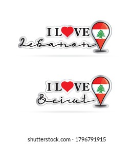 The memories and Inscription I love Lebanese. Vector EPS10