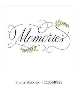memories text calligraphy with flourish elements  vector 
